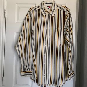 Tommy Hilfiger Striped Button Down Shirt - Large